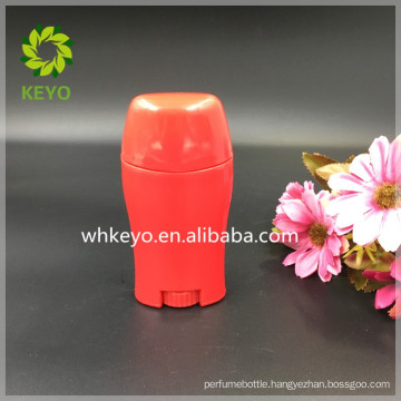 50g oval Plastic deodorant stick container with 4 openings on the top oval shape red ABS twist up container